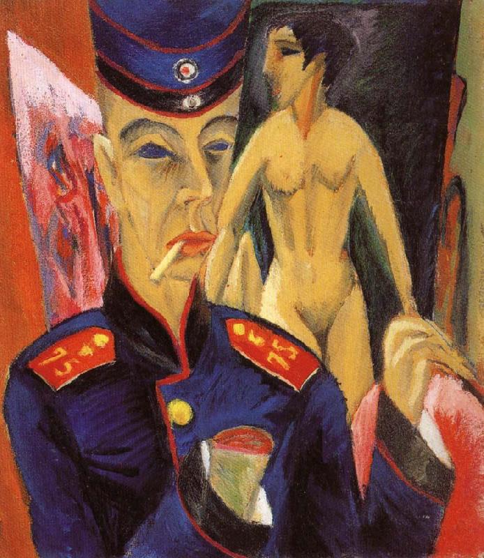 Ernst Ludwig Kirchner Selbstbildnis als Soldat oil painting image